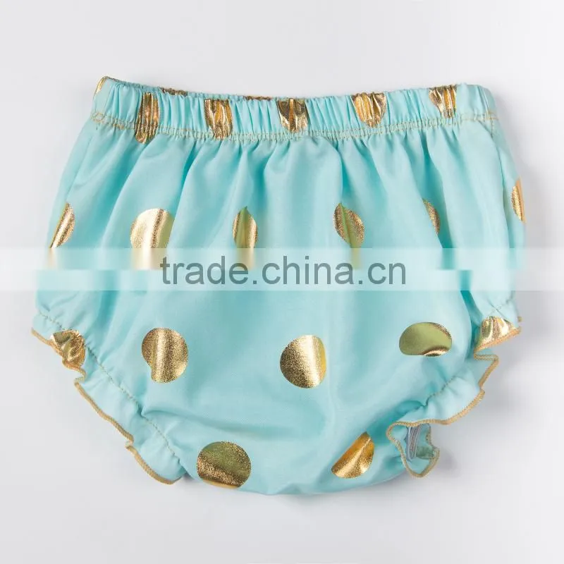 Baby new design ruffle pants baby panties bloomer wholesale price gold polka dot design