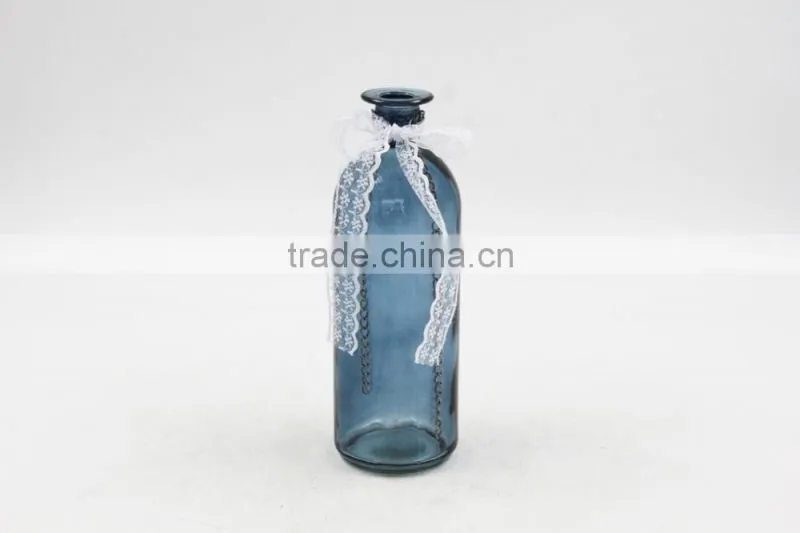 Small mouth colorful glass vase with decoration