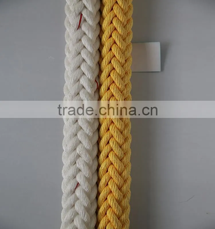 yellow 40mm 8 strand polypropylene rope