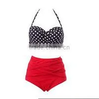 Private Label Sexy Swimwear With Flounces Of Mature Women High Waist Bikini Swimwear 2016