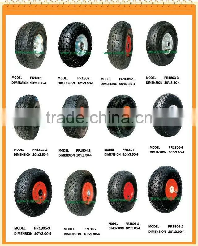 Pneumatic Air Wheel for Beach Cart with Red Plastic Rim 3.00-4