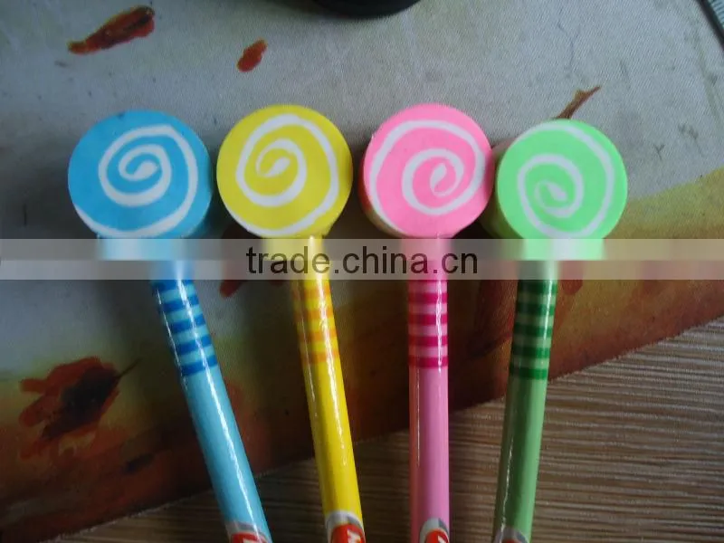 cartoon pencil with eraser/ wooden penci with animal eraser