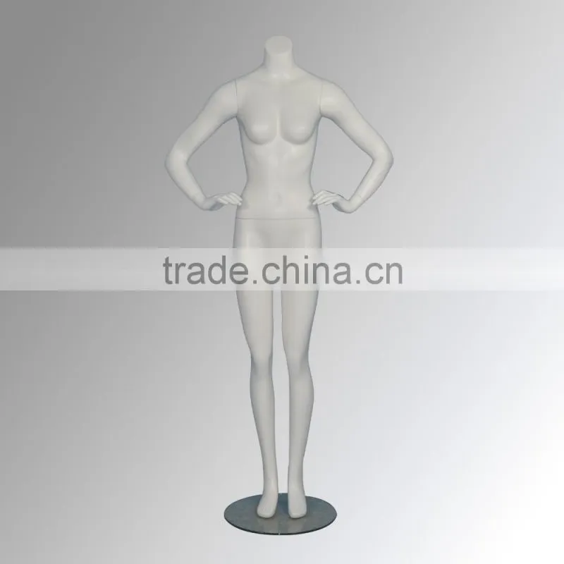 Fashion dress display fiberglass female headless mannequin
