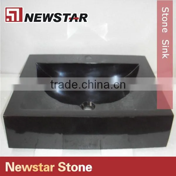 Newstar polished black stone sink for outdoor