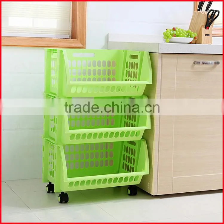 Plastic Stacking Stackers Storage Baskets Veg Rack 3 Tier Vegetable