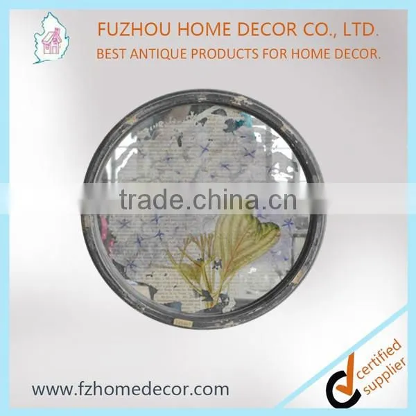 Round shape large metal picture frames with glass printing