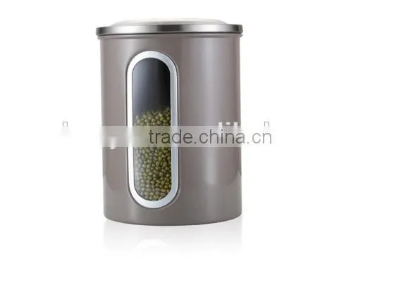 Brown Gray Stainless Steel Kitchen Canister Set With Lids