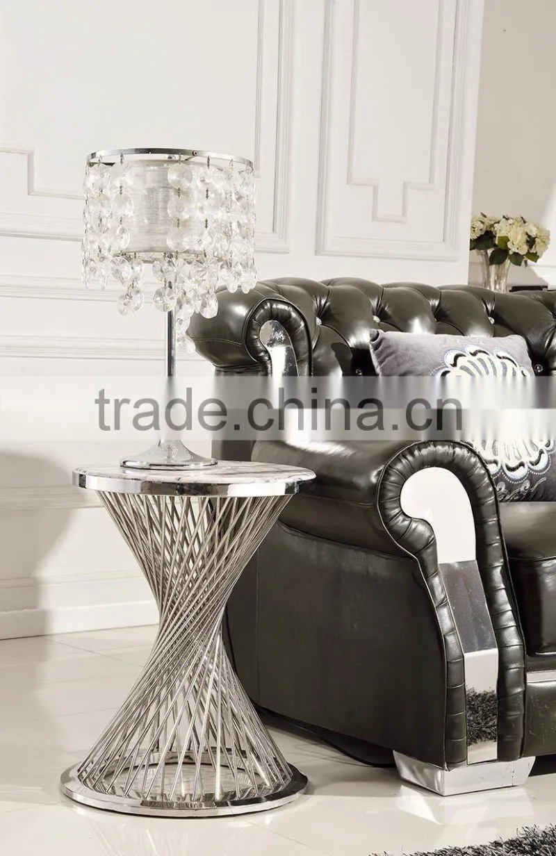 D381 2016 latest desgn marble top stainless steel end table