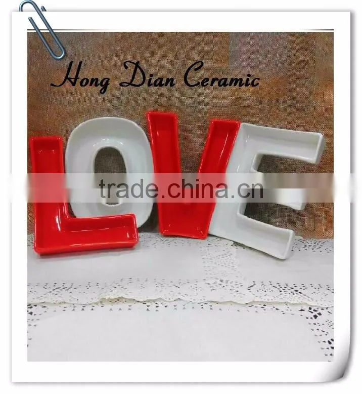 letter dishes Popular Ceramic Love Letter Candy Dish,dishes ceramic,ceramic sauce dish,ceramic letter dish