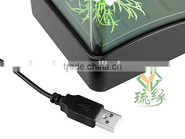 Mini USB Fish Tank With Multi-functions LED Light & Pen Container & Perpetual Calender USB Desk Aquariums With Lamp