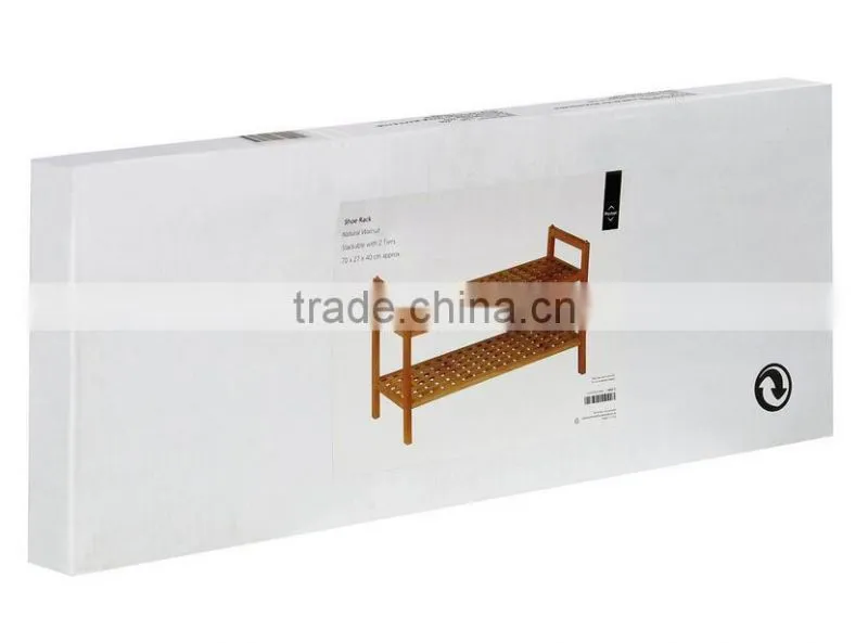 Housewares 40 x 70 x 27 cm 2 Tier Walnut Wood Shoe Rack