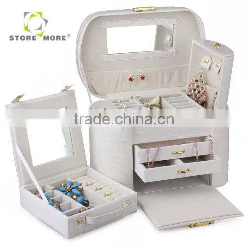 Black Foldable Faux Leather Marble Jewelry Box
