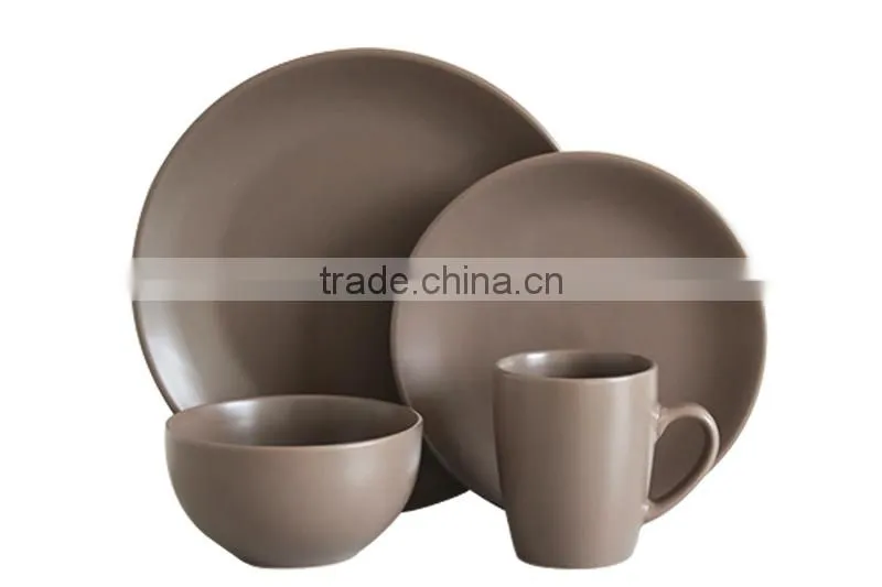 Matt brown color glaze stoneware dinner set made in China