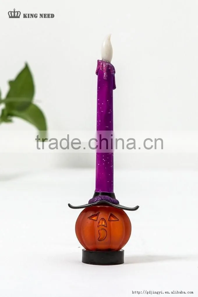 latest artificial acrylic LED candle light pumpkin shape base halloween decorations