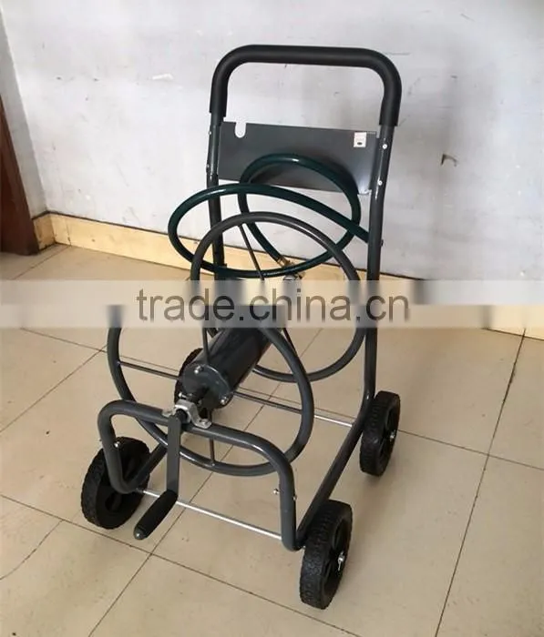 Metal Four Wheel Garden Hose Reel Cart
