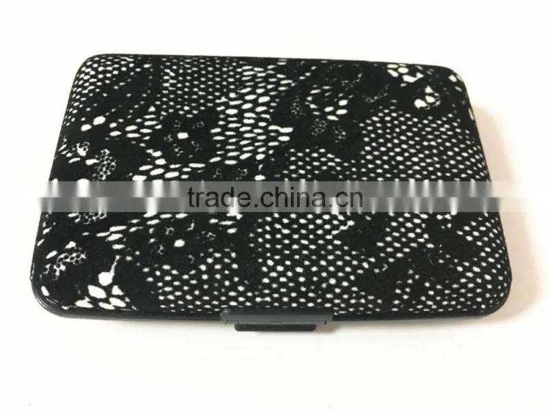 Flocking leather & Aluminium Business Credit Card Holder RFID wallets