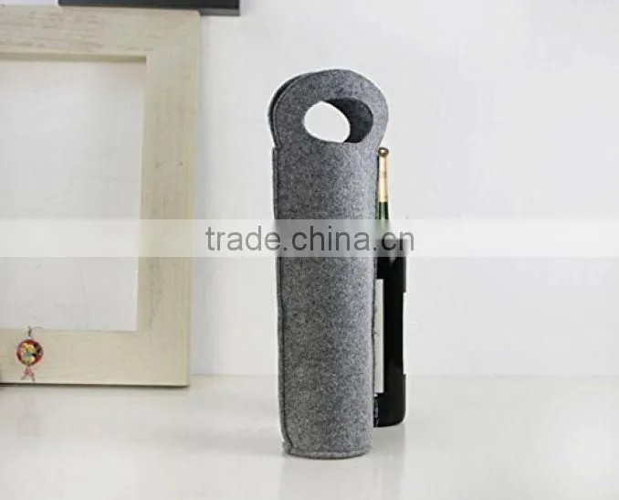Light Gray Felt Single Bottle Wine Bag (TM-FT017)