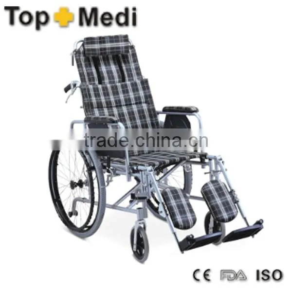 Rehabilitation therapy handicapped folding TRW954LGC high back reclining wheelchair