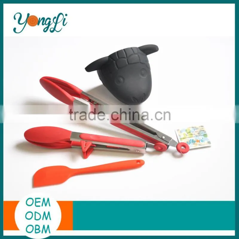 Chinese Eco-friendly Set of 6 piece Different Types Food Silicone Kitchen Utensils Tools