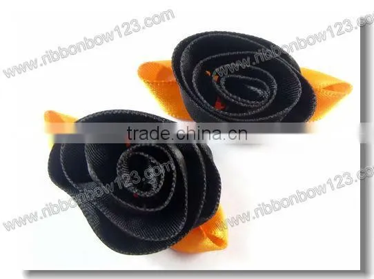 Satin ribbon small artificial flowers with leaf