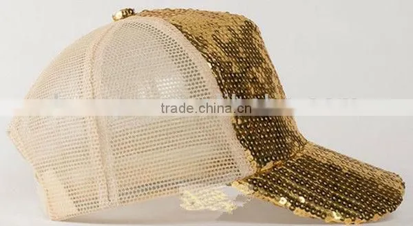 Custom blank paillette snapback trucker cap