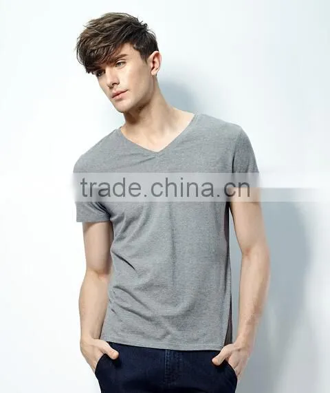 cotton t-shirt for men/men's short sleeve t shirt/shirts for men v neck