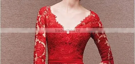 long sleeve nude evening red prom dress with sleeves