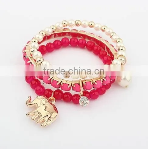 2016 unique double layer beades metal cuff bangle elastic stone beaded cuff bangle diy beaded bangle