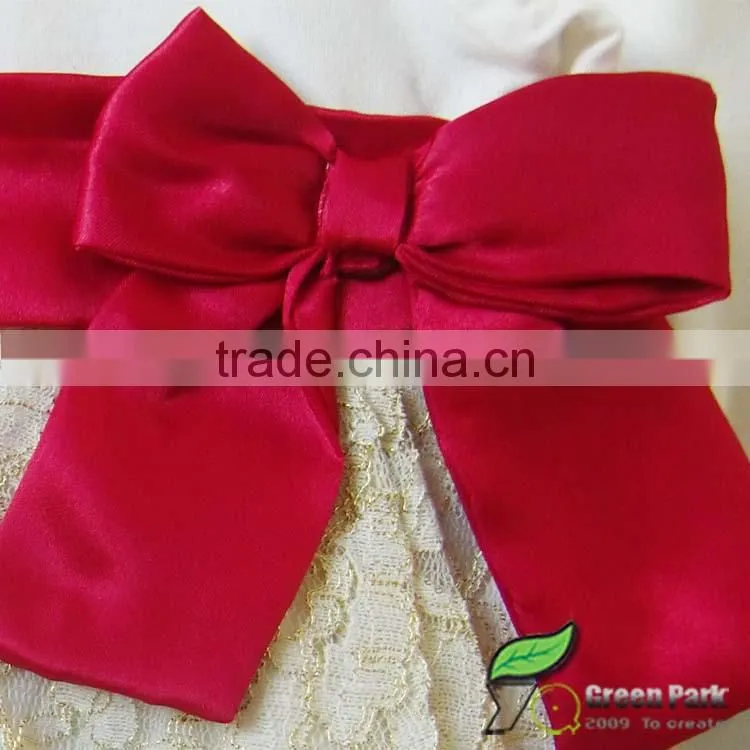 girls Cream Fashion Sweet dress with Red ribbonbow +Red Leggings Clothing sets baby outfits kids Suits baby sets