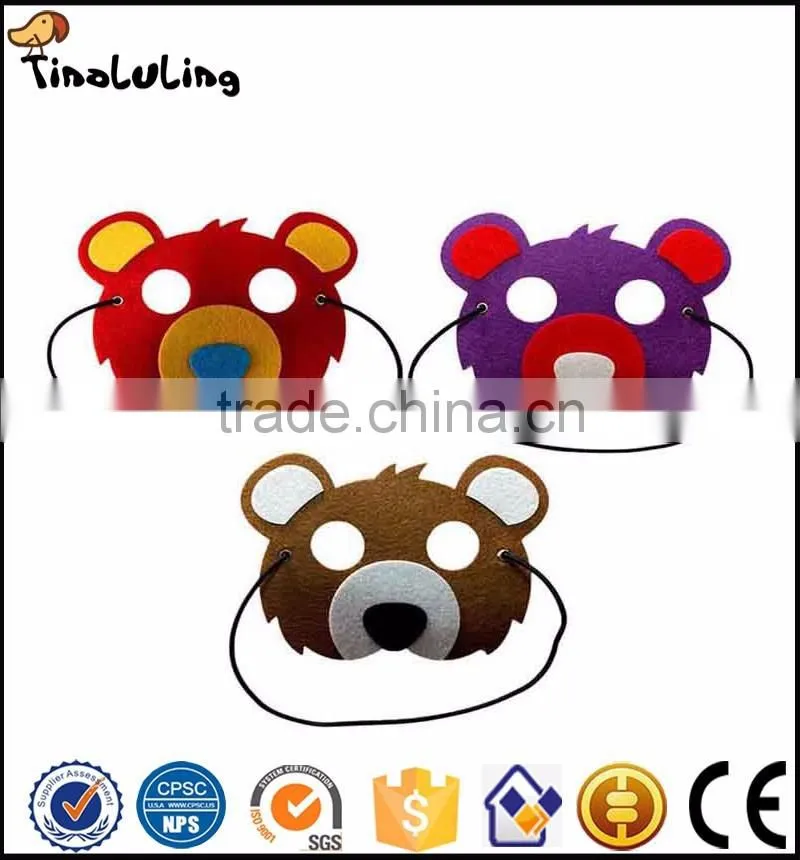 2017 wholesale animal shaped bear party cosplay mask anime cosplay felt funny mask for kids