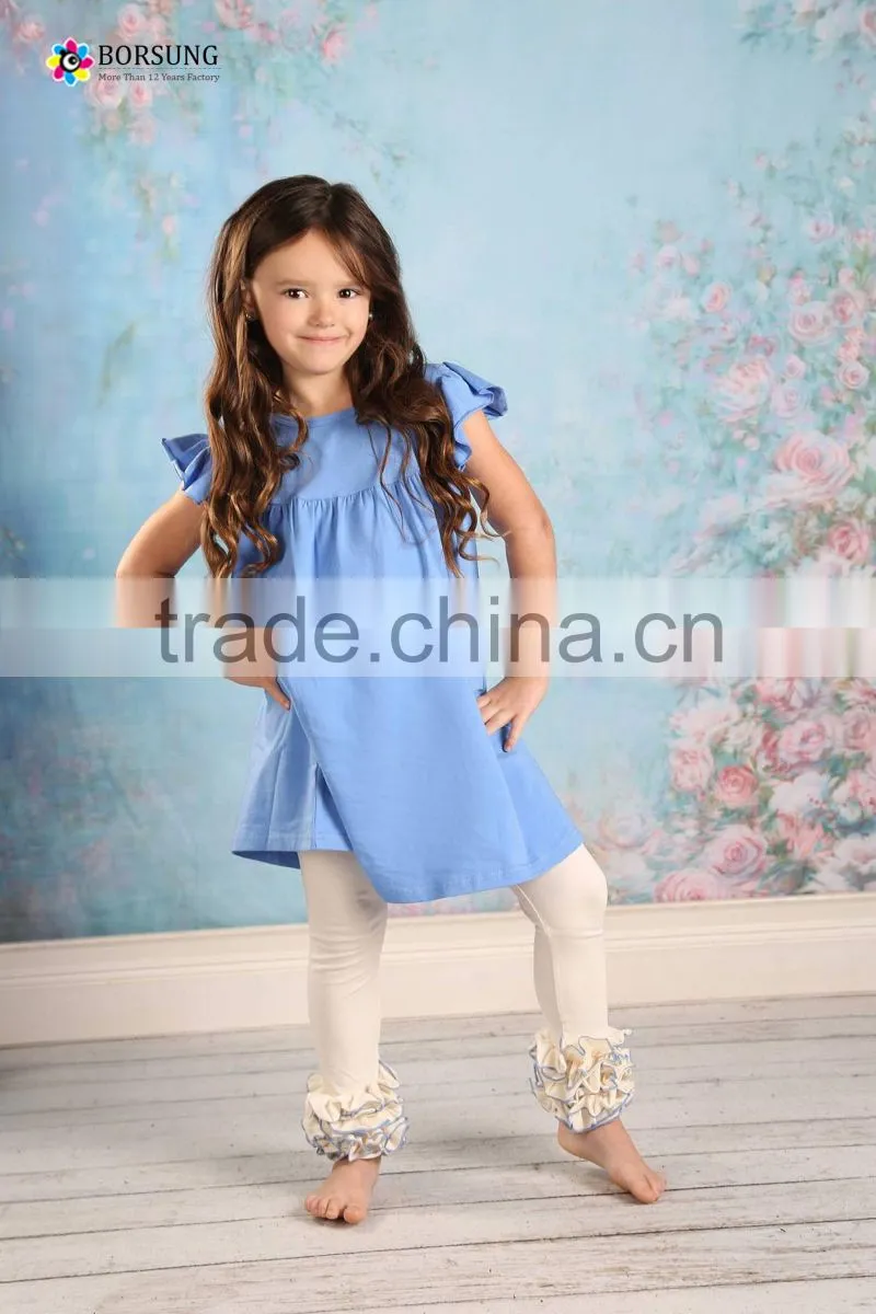 dress set of sleeveless Solid color dress with ruffle pant kids clothing