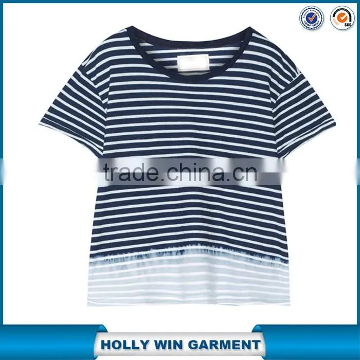 The Freshman dip-dyed light-blue and white wholesale striped t-shirt