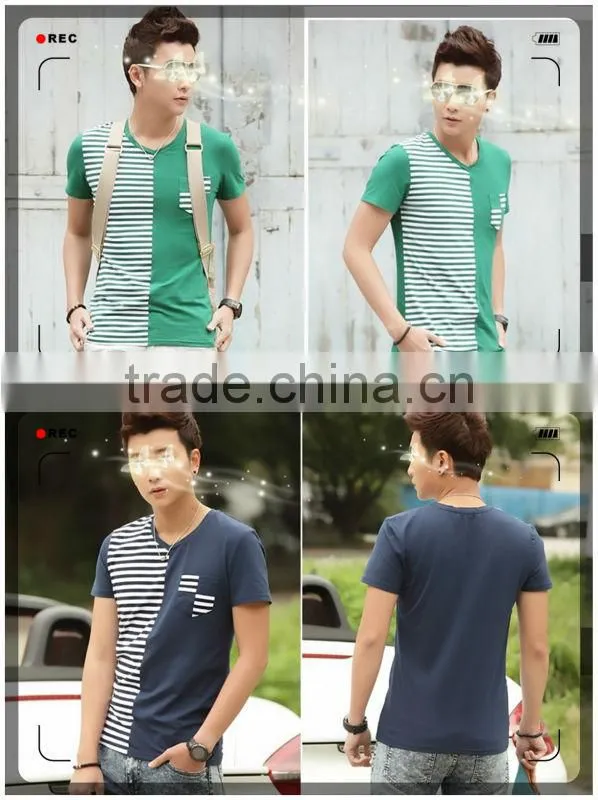 Mens short sleeve patchwork cotton tshirts 201311
