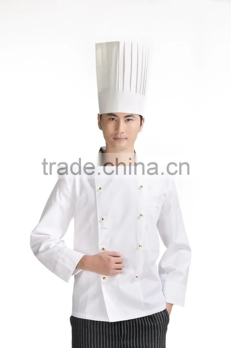 Juqian Cheap long sleeve white chef coat chef uniform sets with high hat