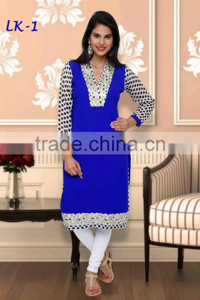 Black & White Latest kurti designs for girls for stitching 2014