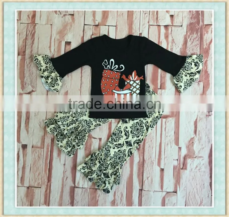 wholesale children's boutique outfit christmas new brand stripes clothes girls winter cheap clothing