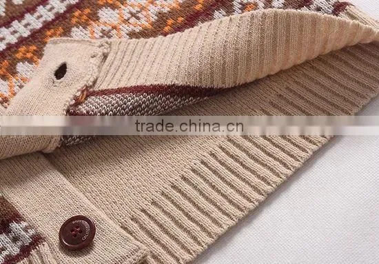 The long sleeve orange white front stripes design knitting pullover casual men knitted sweater