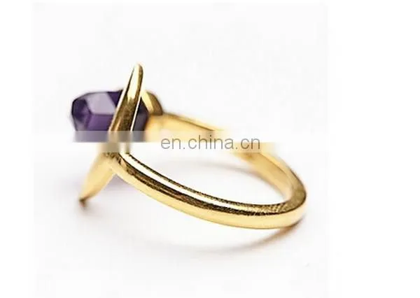 Moon Shaped Amethyst Knuckle Rings Hot Sales
