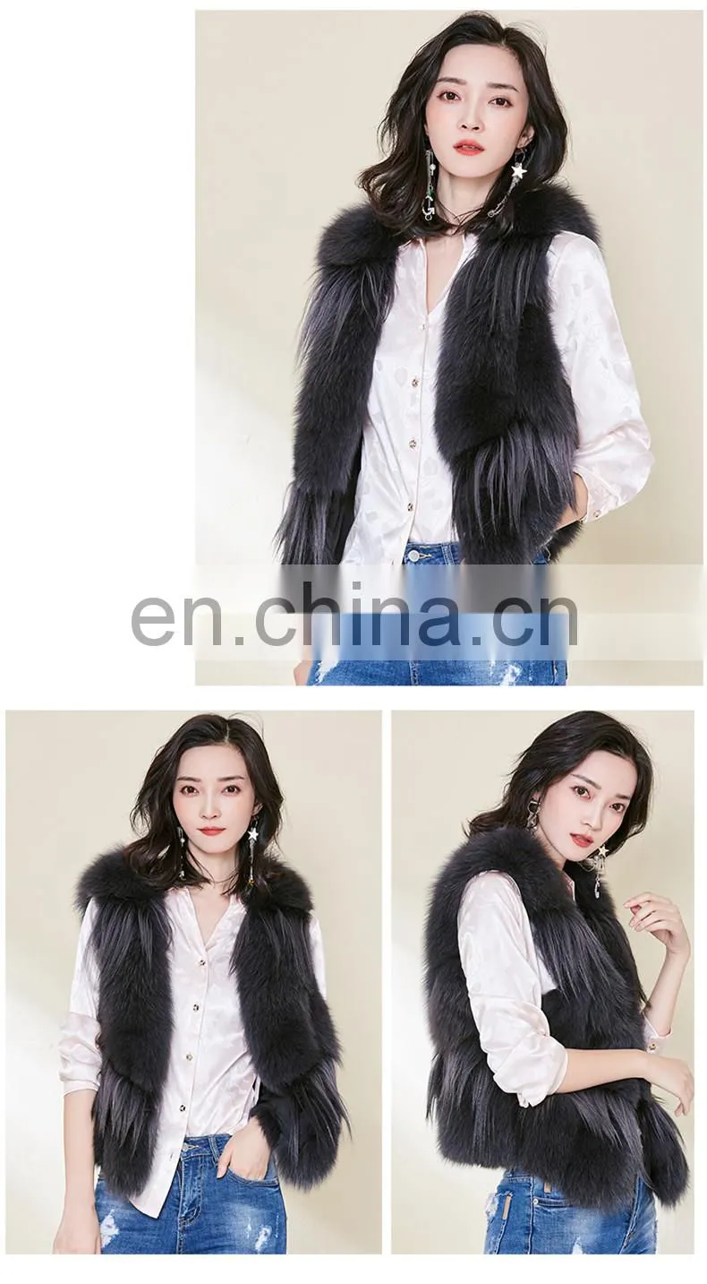Popular Lovely Fox Fur Vest Beautiful Good Quality Girl Fox Short Fur Vest