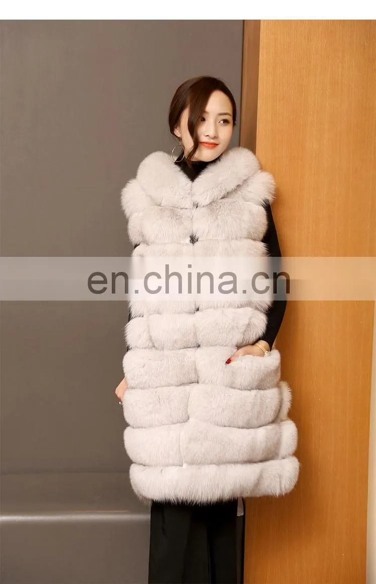 2015 Top Quality Lovely Fur Vests Women Outer Wear Vest Real Blue Fox Fur Coat China