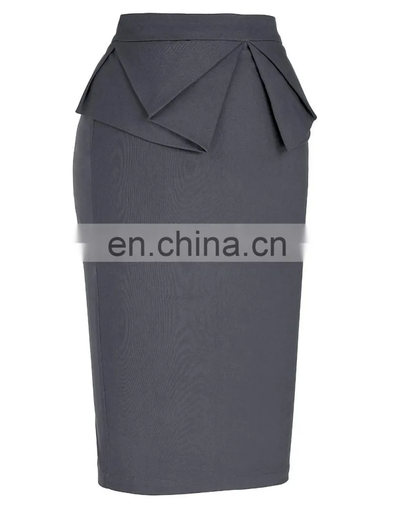 Grace Karin Womens Solid Color High Stretchy Hips-Wrapped Grey Vintage Retro Pencil Skirt CL010454-5