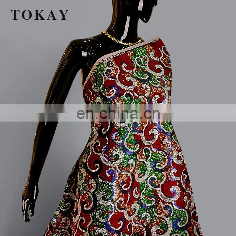2016 unique african wax with sequins fabric
