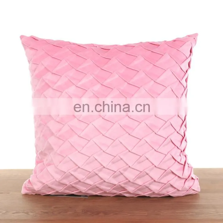 Amazon Best Seller Pink Ins Soft Velvet Wrinkle Throw Pillow Cushion For Home
