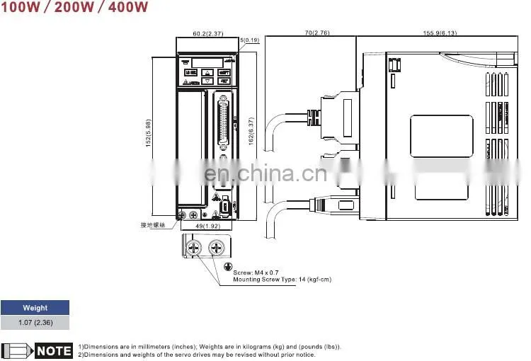 200w Delta B2 servo motor and driver ECMA-C20602RS + ASD-B2-0221-B