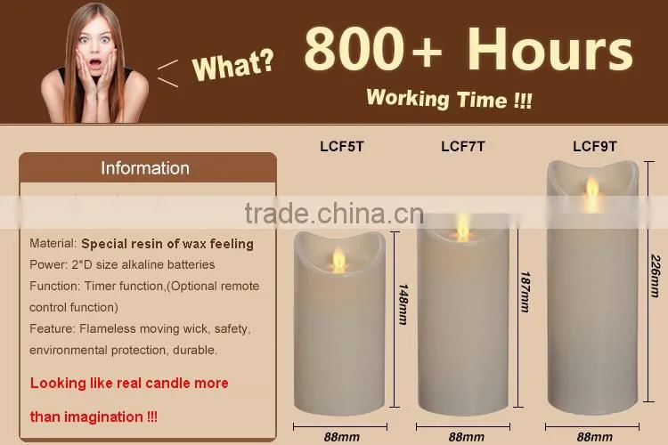 Fancy Design Moving Flame Wick LED Candle with Timer, with USA and EU Patent