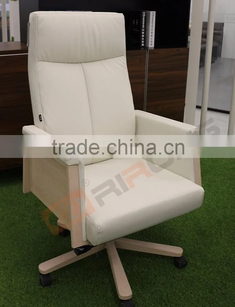 Luxury customized brown revolving swivel lift PU leather manager director office chair with wheels