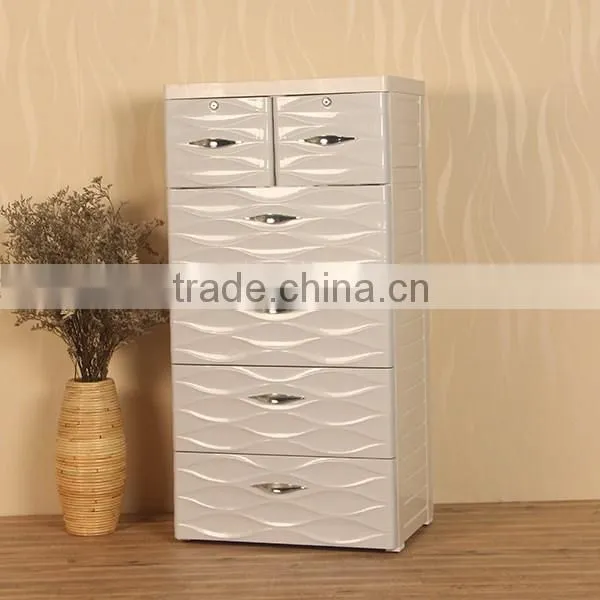 Raised Grain Surface Design Plastic 5 Drawer Unit Storage Cabinet