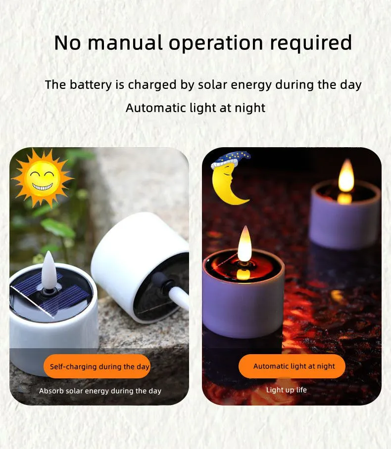 Solar Garden Light Outdoor Waterproof Home Nightlight Garden Decoration Tabletop Balcony Decoration Candle Flame Light