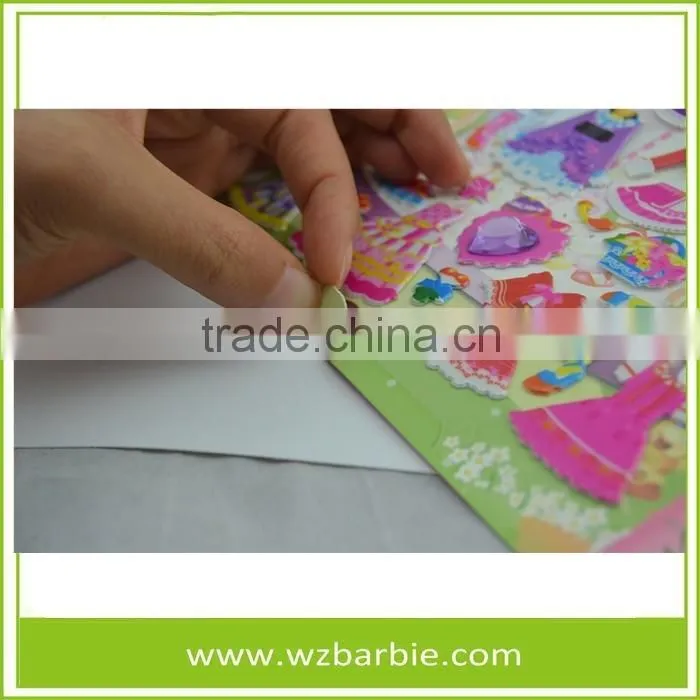 Eco-friendly Removed And Repeatedly 3D Change Clothes Puffy Sticker