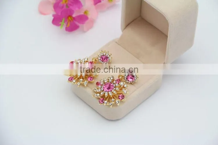 18K Gold Plated Crystal Fashion Lady Sunflower Type Drop Earrings